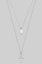 Layered Necklace With Bubble Cross And Pearl Pendants
