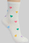 Multi Color Heart Pattern Ankle Socks