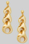 Brass Puffy Tiered Link Drop Earrings