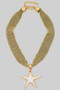 18K Gold Dipped Starfish Pendant Metal Fabric Necklace