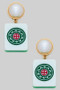 Gold Dipped Pearl Plastic Mahjong Post Earrings