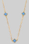 Glass Bead And Stone Quatrefoil Charm Necklace