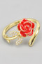 Lacquered Brass Rose Ring With Cz Pave