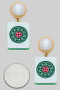 Gold Dipped Pearl Plastic Mahjong Post Earrings