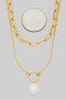 Layered Chain Necklace With O Ring Pearl Pendant