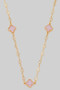 Glass Bead And Stone Quatrefoil Charm Necklace