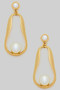 Round Pearl Post Earrings With Dangling Hoop And Pearl