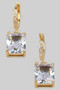 Cz Pave Mini Hoops With Rectangle Cz