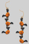 Acrylic Three Drop Halloween Bat Drop Earrings