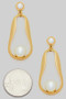 Round Pearl Post Earrings With Dangling Hoop And Pearl