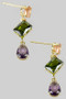 Triple Tiered Geo Cz Stone Drop Earrings