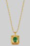 Stainless Steel Bead Chain Necklace With Stone Pendant