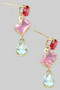 Triple Tiered Geo Cz Stone Drop Earrings
