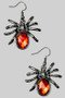 Spider Drop Earrings With Red Stone