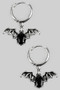 Stone Bat Charm Goth Hoops