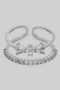 Split Stack Ring With Pave And Cz Bow