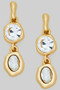 Dainty Two Stone Drop Earrings