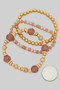 Three Piece Ccb And Stone Beaded Bracelet