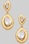 Brass Organic Bezel Cz Drop Earrings