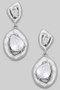 Brass Organic Bezel Cz Drop Earrings