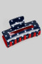 Navy Stars On One Side Other Side Red Hair Clip