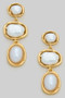 Organic Oval Ac Pearl Three Drop Earrings