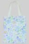 Blue Purple Floral Canvas Tote Bag