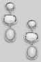 Organic Oval Ac Pearl Three Drop Earrings