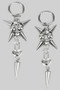 Stainless Steel Spike Ball And Heart Charm Earrings