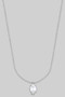 Organic Oval Cz Pendant Necklace W Bead Chain
