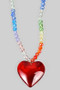 Multi Colored Bead Chain Heart Pendant Necklace