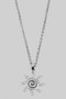 Cz Pave Spiral Sun Pendant Necklace