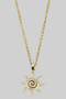 Cz Pave Spiral Sun Pendant Necklace