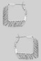 Textured Circle Dangle Square Hoops
