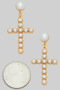 Pearl Cross Drop Earrings