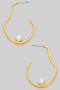 Doubule Wire Open Hoops With Pearl