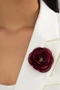 Lacquered Metal Flower Brooch Pin