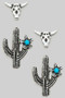 Bull Skull Cactus Earring Stud Set