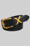 Lavish X Buckle Faux Leather Belt