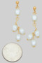 Bead Post Drop Earrings W Pearl Clusters
