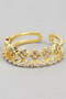 Clover And Micro Pave Split Brass Ring