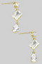 Triple Tiered Geo Cz Stone Drop Earrings
