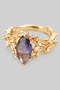 Lavish Stone And Leaf Cz Ring