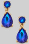 Linked Tear Drop Glass Post Earrings