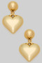 Gold Dipped Puff Heart Drop Earrings