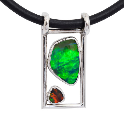 Lost Sea Opals - Sterling silver and black opal pendant