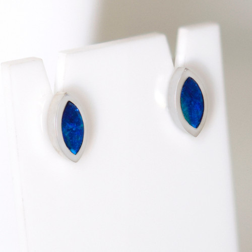 Lost Sea Opals- silver opal inlaid earrings
