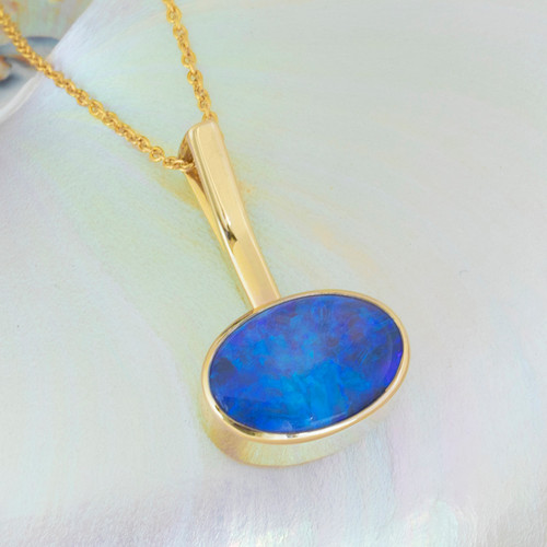 Crystal Opal  9k gold Pendant - Lost Sea Opals