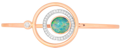 Aura Bangle - Black crystal opal - 19k rose and white gold 