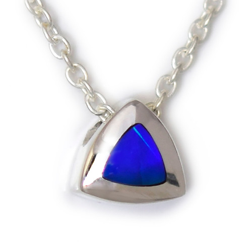 Lost Sea Opal- Triangular sterling silver opal inlay pendant